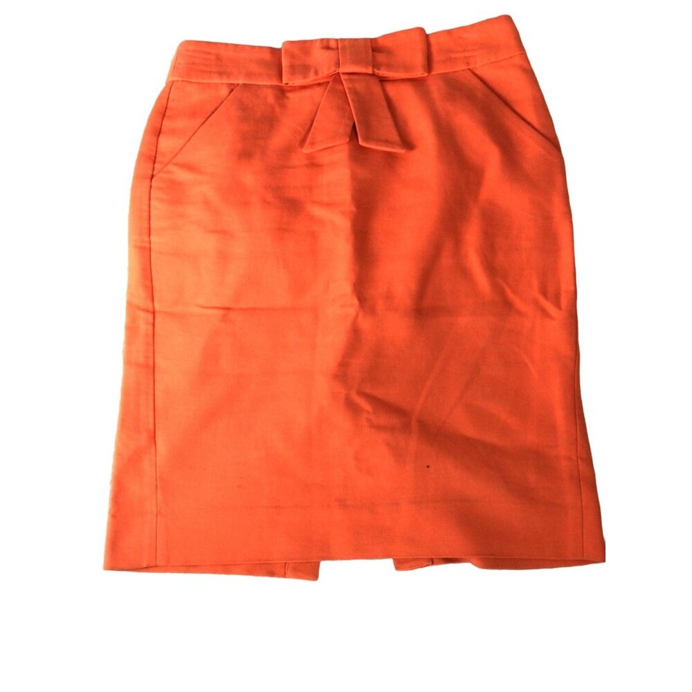 J. Crew Orange Pencil Skirt*Side Pockets*Front Bow*Rear Zipper*SIze 0